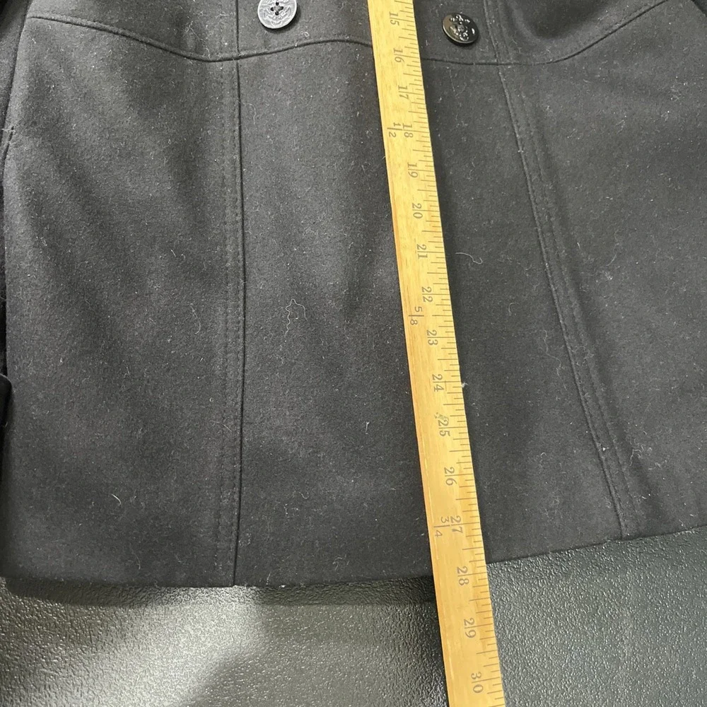 Nautica Peacoat Women 8 Black Double Breasted‎ Wool Blend Anchor Button Classic